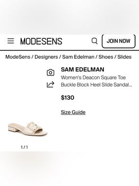 Sam Edelman Deacon Slide Sandal Modern Square Buckle Resort Beach Creme Size 6